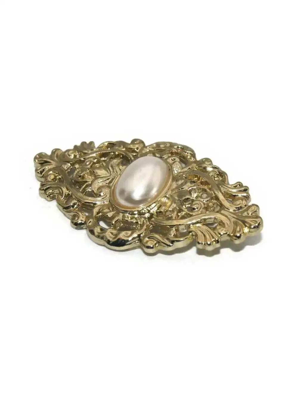 Vintage Gold Tone and Faux Pearl Brooch.